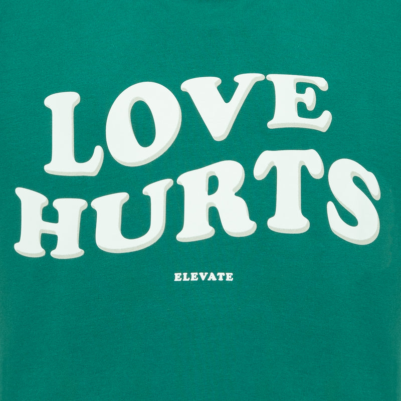 LOVE HURTS FOREST GREEN ELEVATE T-SHIRT