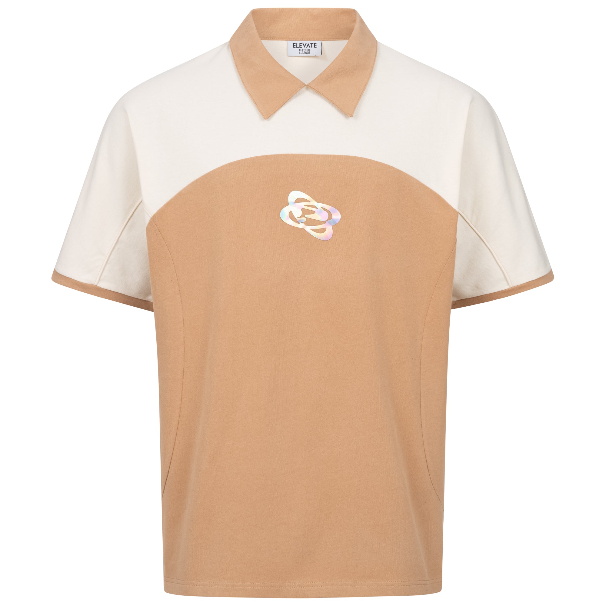 Bisque/ White Futuristic Polo T-shirt