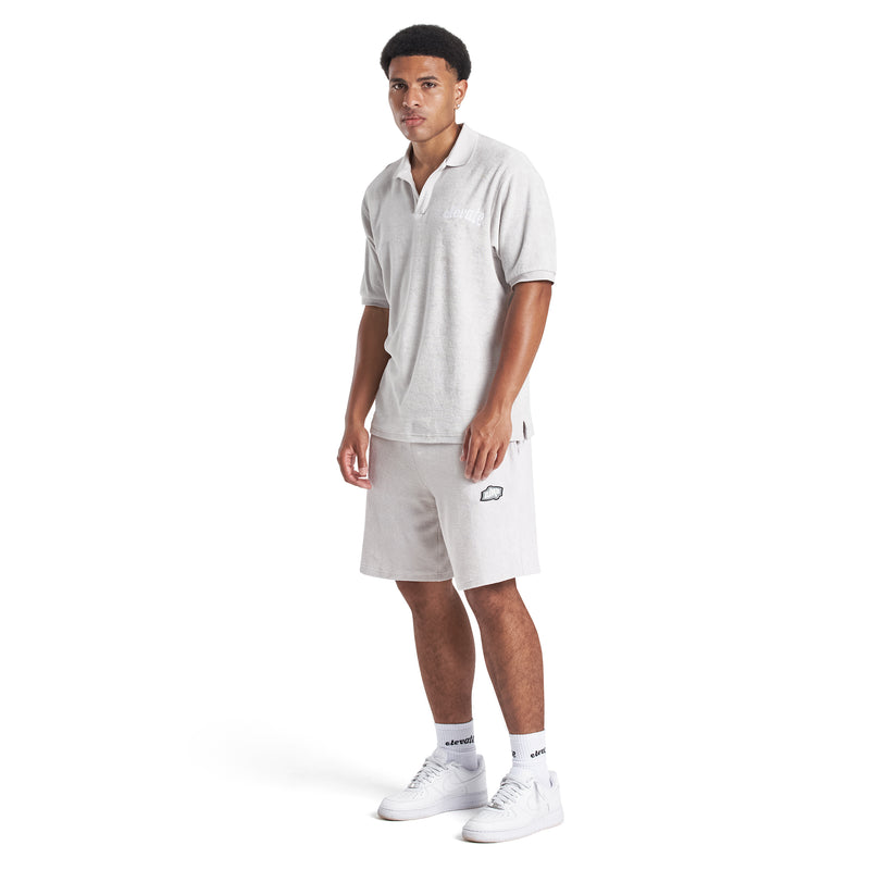 LIGHT GREY - FROTTEE POLO SHIRT
