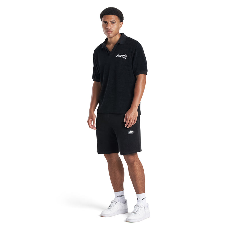 PITCH BLACK - FROTTEE POLO SHIRT