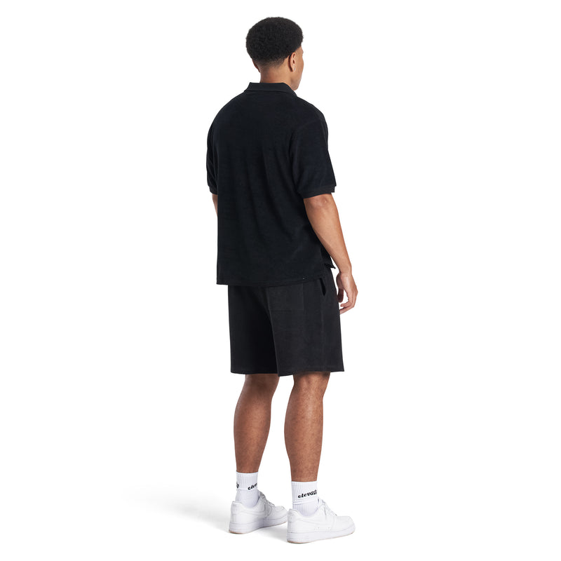 PITCH BLACK - FROTTEE POLO SHIRT