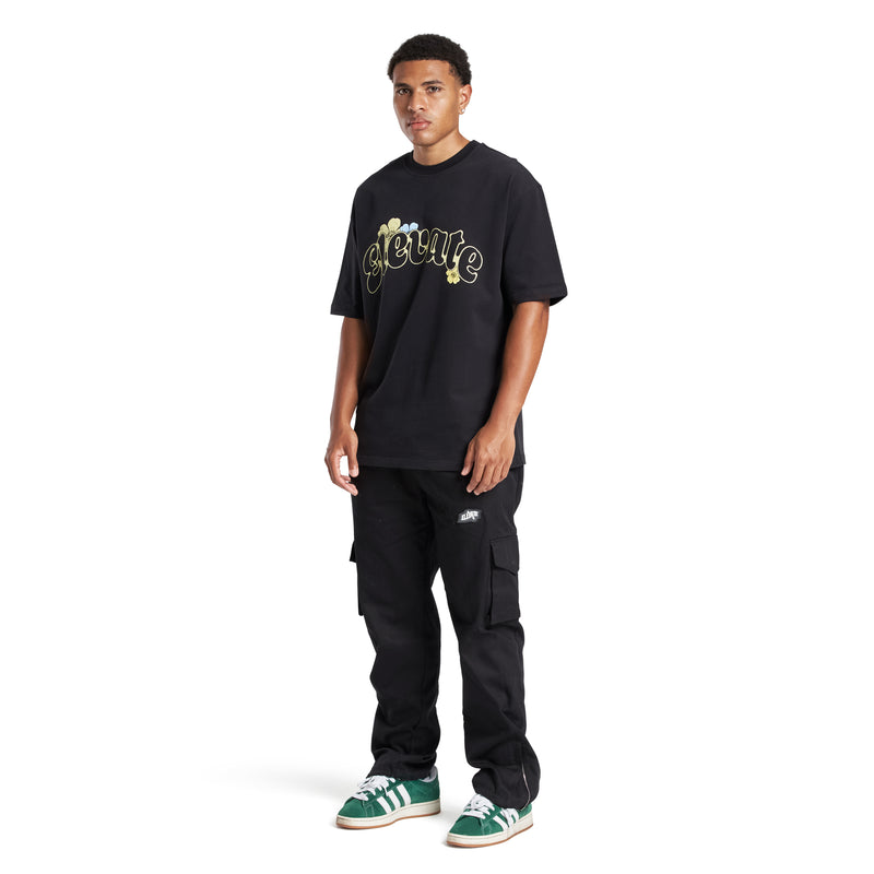 BLACK / YELLOW FLOWER LOGO T-SHIRT