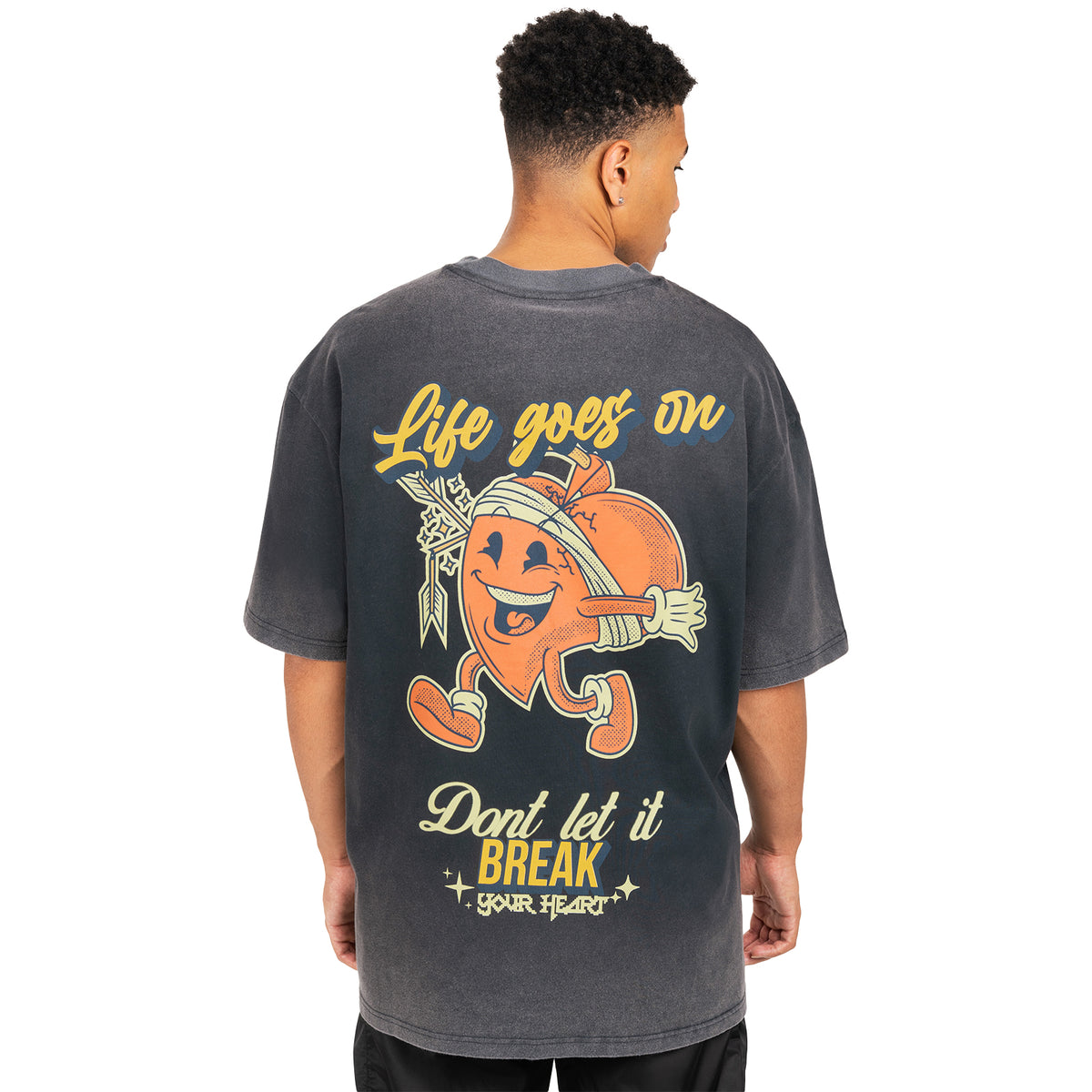 LIFE GOES ON WASHED BLACK T-SHIRT