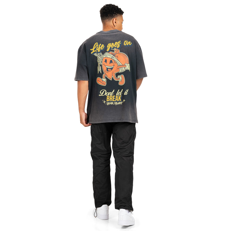 LIFE GOES ON WASHED BLACK T-SHIRT