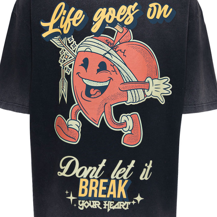LIFE GOES ON WASHED BLACK T-SHIRT