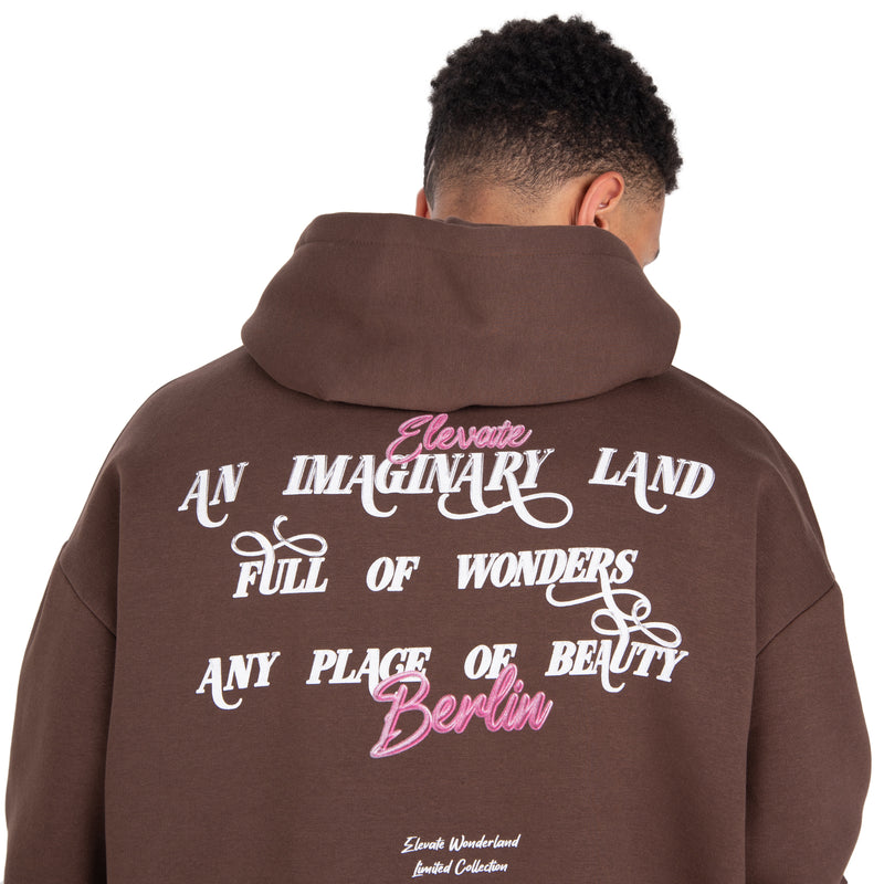 SWEAT À CAPUCHE IMAGINARY WONDERLAND ROSE/ MARRON
