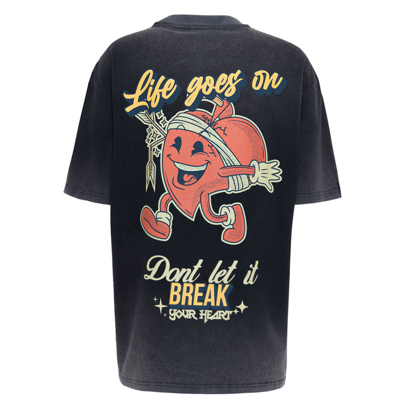 LIFE GOES ON WASHED BLACK T-SHIRT