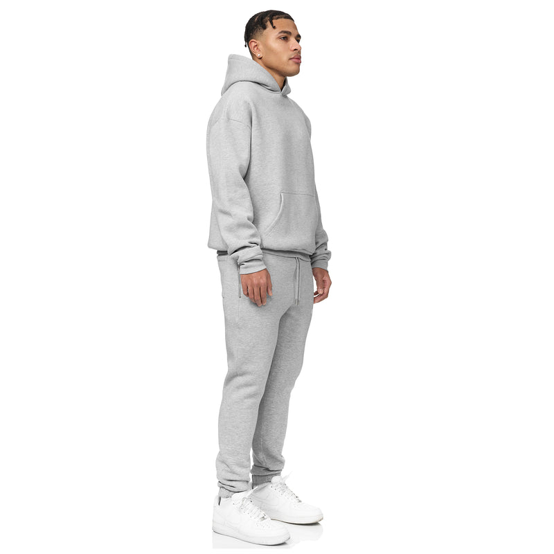 GRIS CHINÉ - SWEAT À CAPUCHE BASIQUE