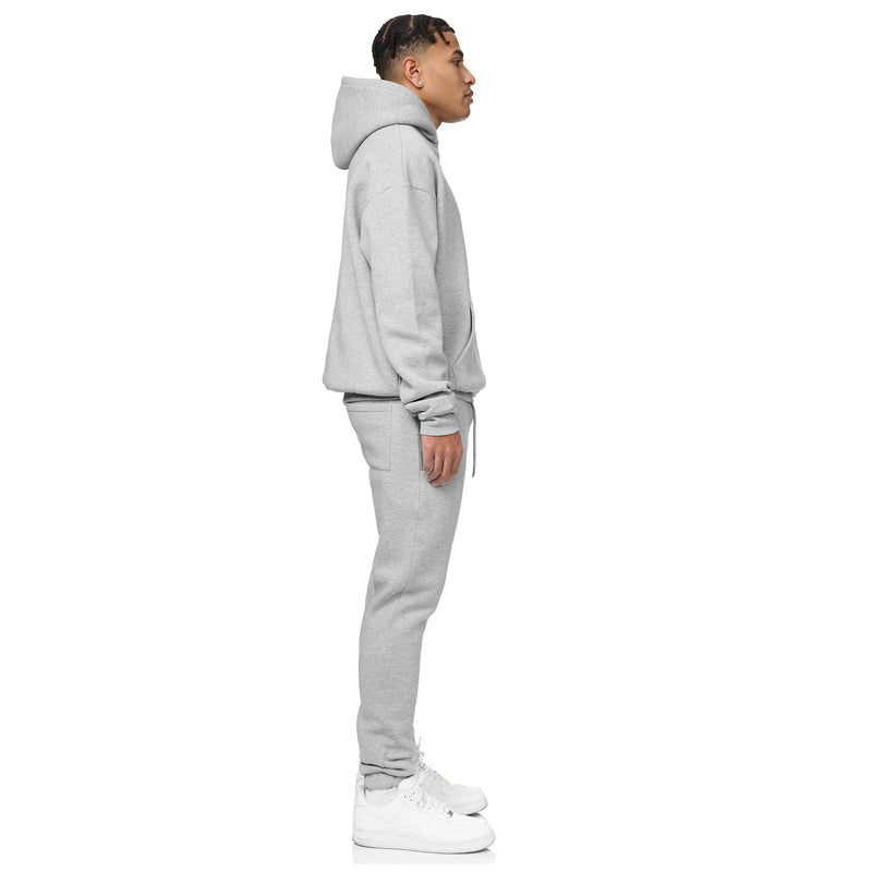GRIS CHINÉ - SWEAT À CAPUCHE BASIQUE